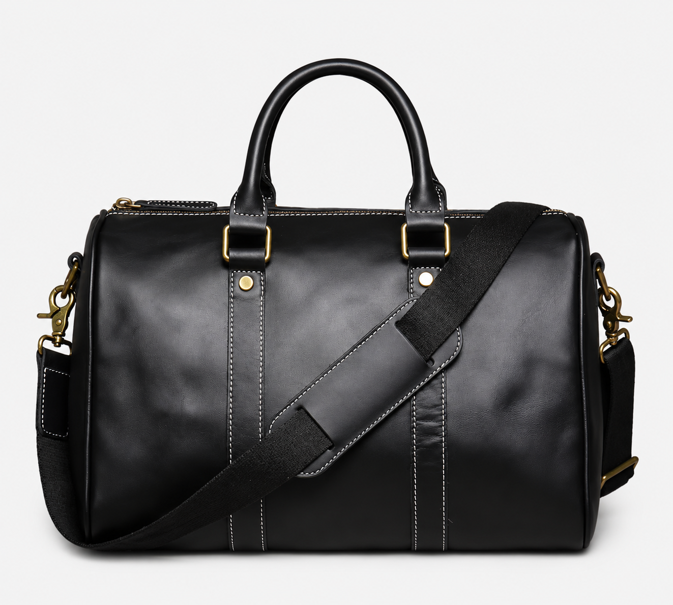 NORVEN Boston Leather Bag — Vintage Genuine Leather Zipper Bag for Men & Women