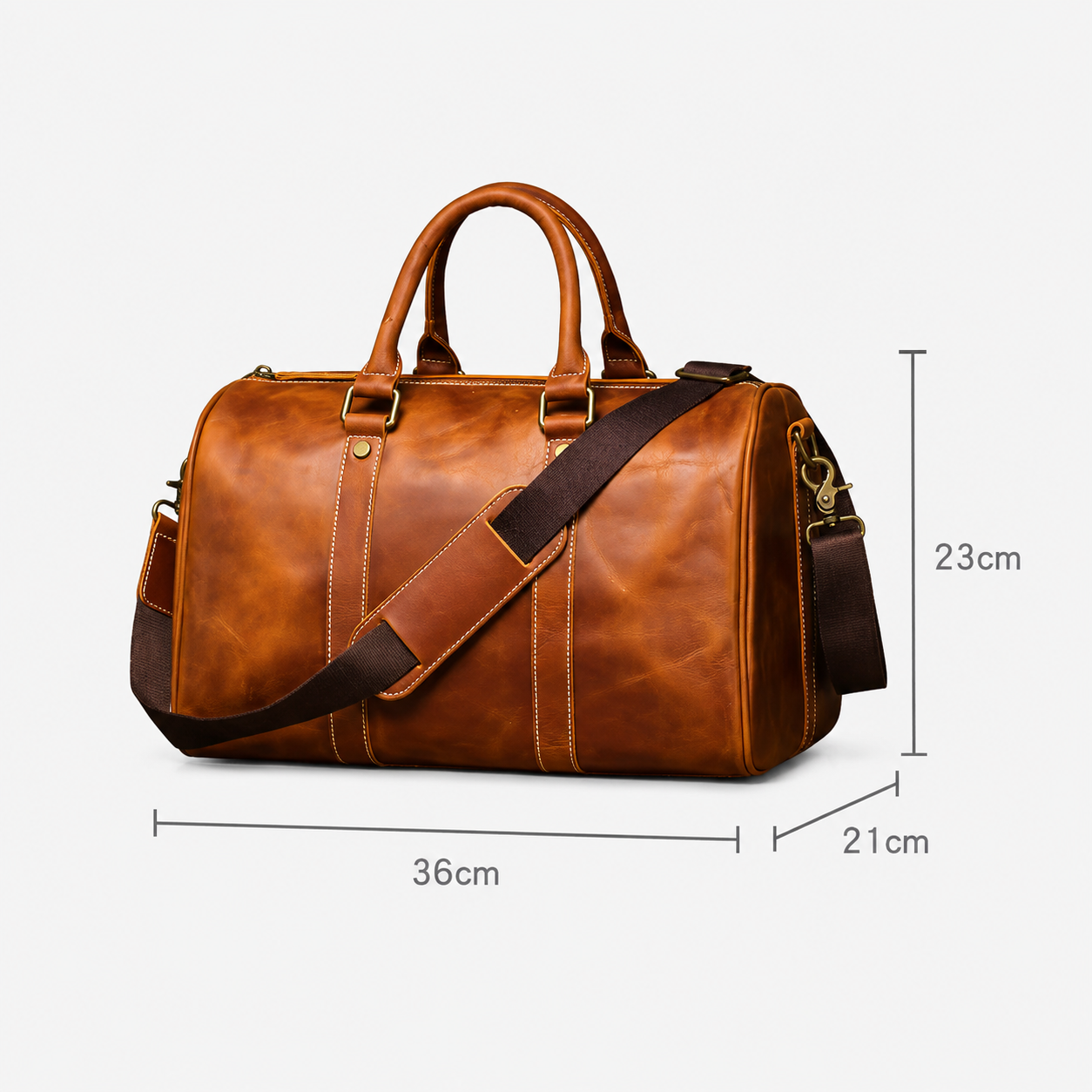 NORVEN Boston Leather Bag — Vintage Genuine Leather Zipper Bag for Men & Women