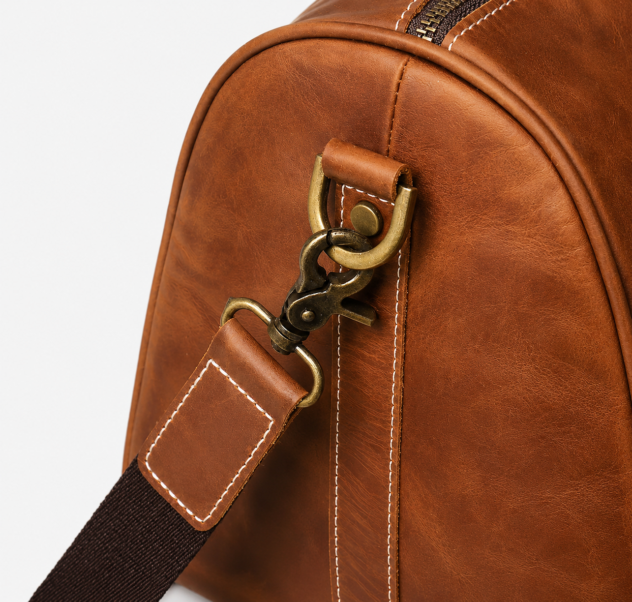 NORVEN Boston Leather Bag — Vintage Genuine Leather Zipper Bag for Men & Women