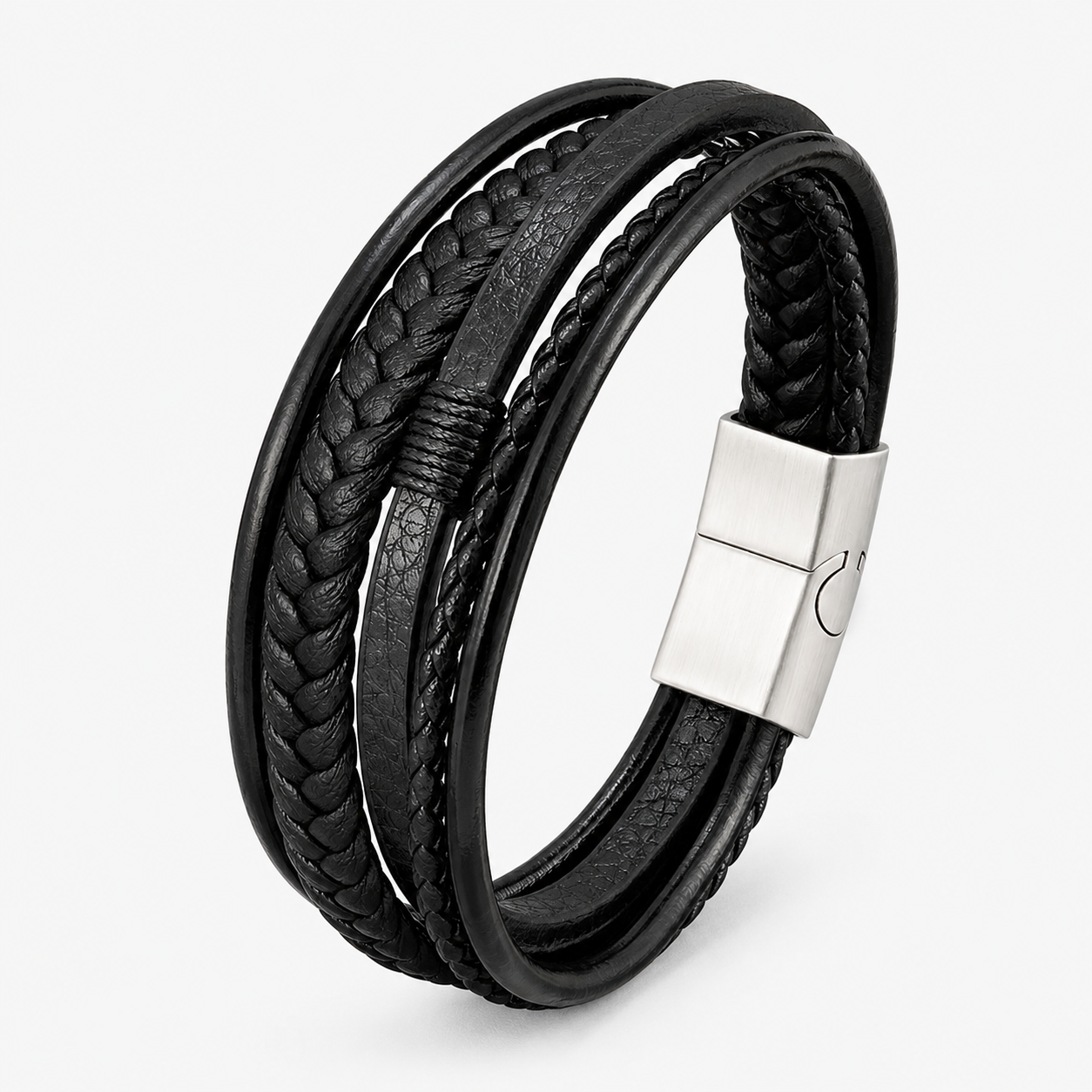 Norven Leather & Stainless Steel Bracelet