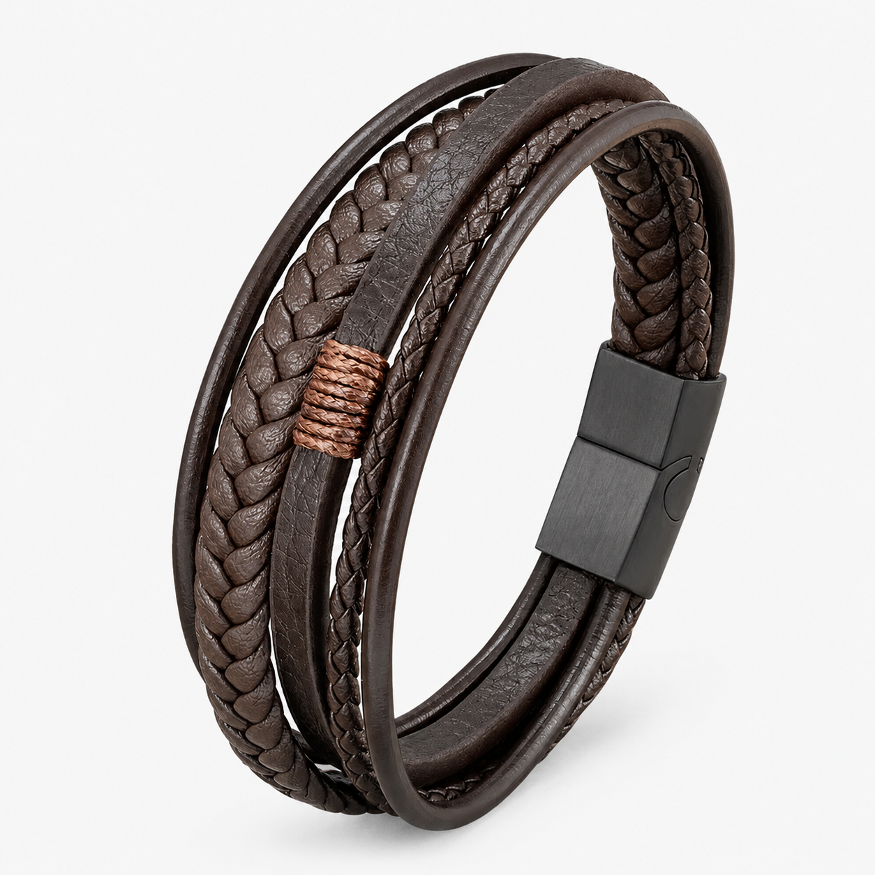 Norven Leather & Stainless Steel Bracelet