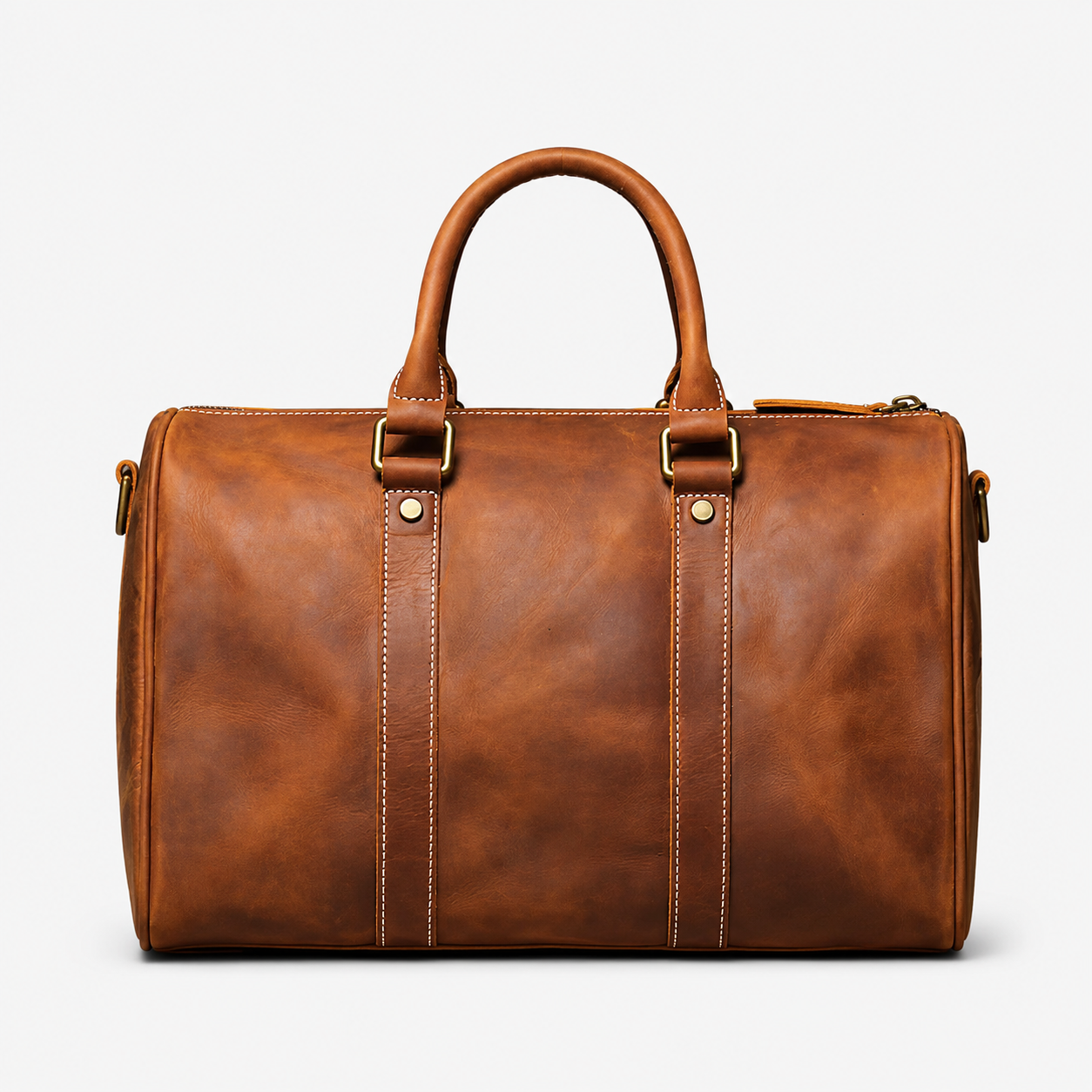 NORVEN Boston Leather Bag — Vintage Genuine Leather Zipper Bag for Men & Women