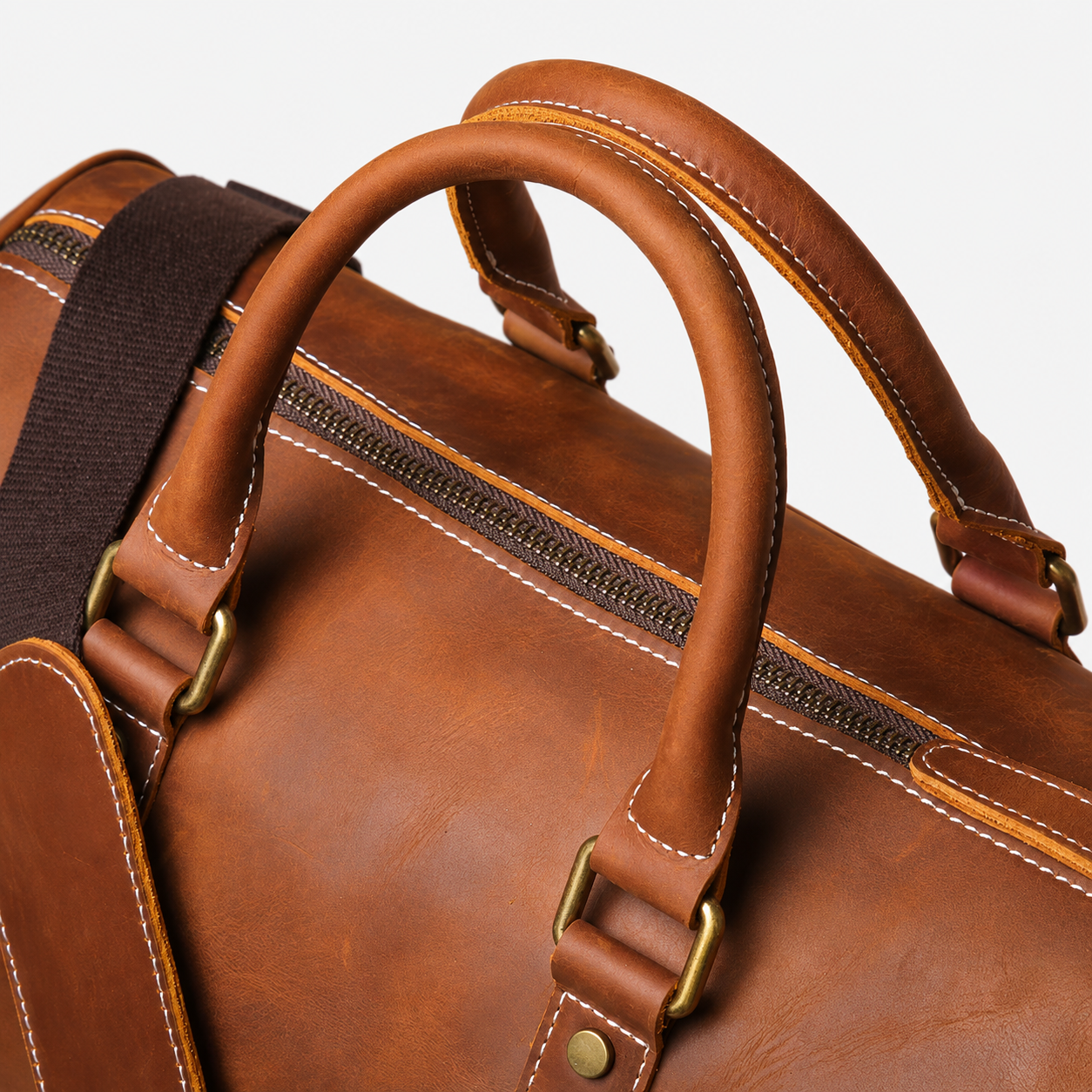 NORVEN Boston Leather Bag — Vintage Genuine Leather Zipper Bag for Men & Women